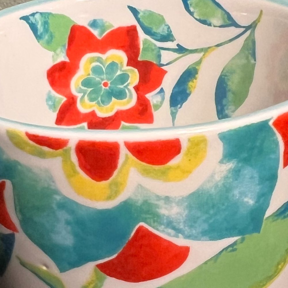 Pfaltzgraff Floral Medallion Cup Mug in Vibrant Blue, Red, Yellow & Green - Picture 2 of 7